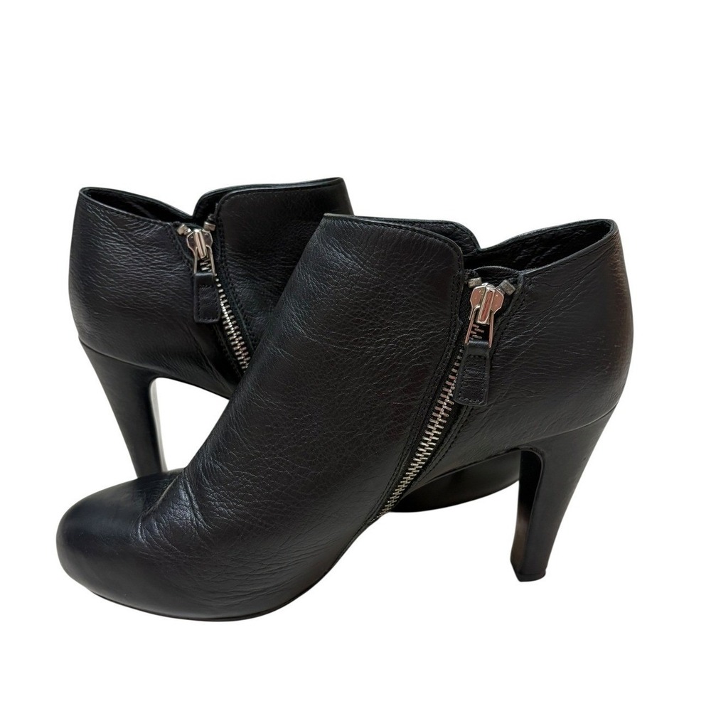 See by Chloe Black Leather Side Zip‎ Heeled Ankle Dark Romantic Luxe Booties US9